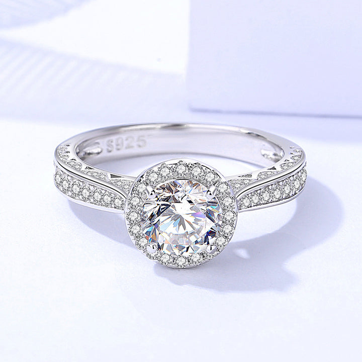 Luxury 1 Karat Moissanite Ring S925 Sterling Silver All-matching Elegant Set