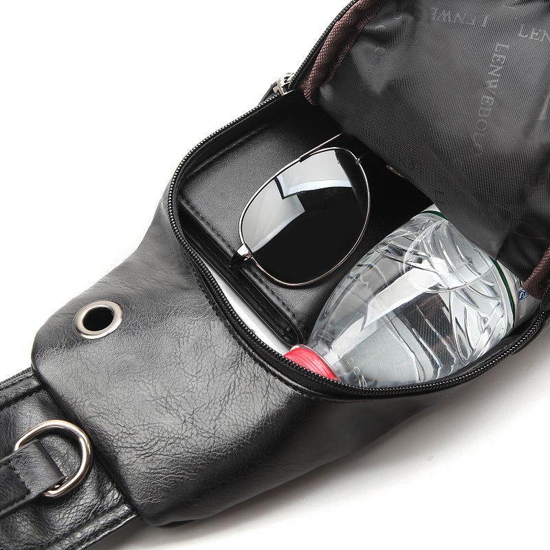 Men's chest single shoulder bag with charging port, view 3 - MRSLM