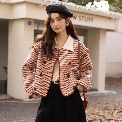 plaid wool blend short coat - MRSLM