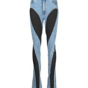 patchwork casual denim pants, view 3 - MRSLM