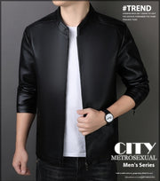 men's loose PU leather coat, view 10 - MRSLM