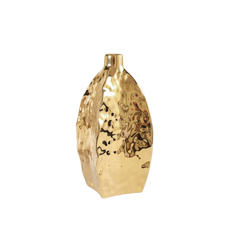 ceramic electroplated gold vase, view 3 - MRSLM