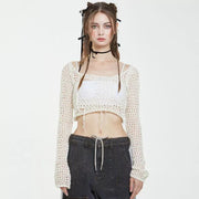 hollow-out tassel sweater, view 8 - MRSLM