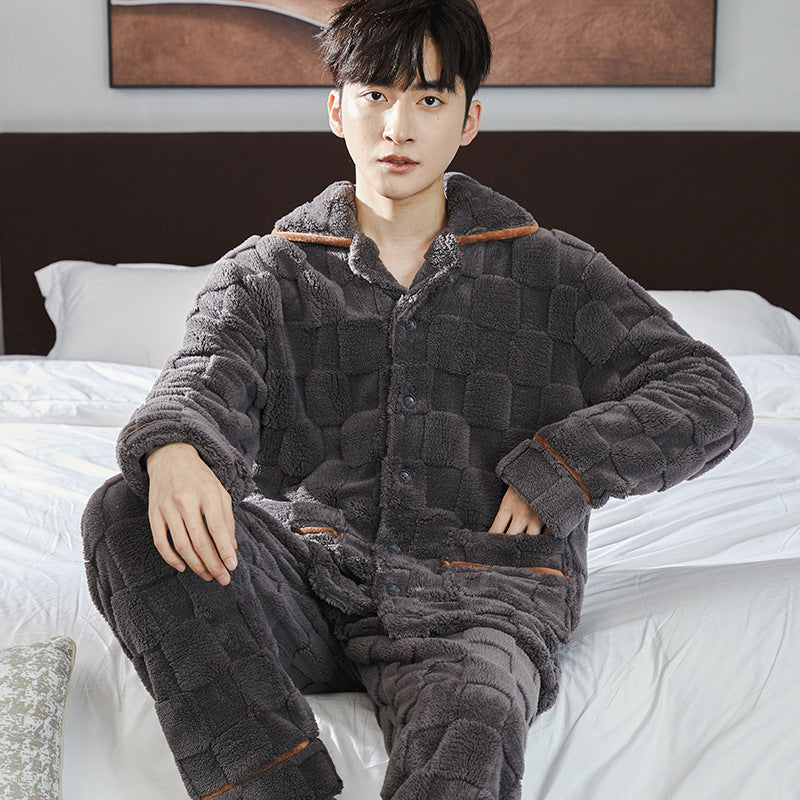 Men's Fleece-Lined Flannel Pajama Set