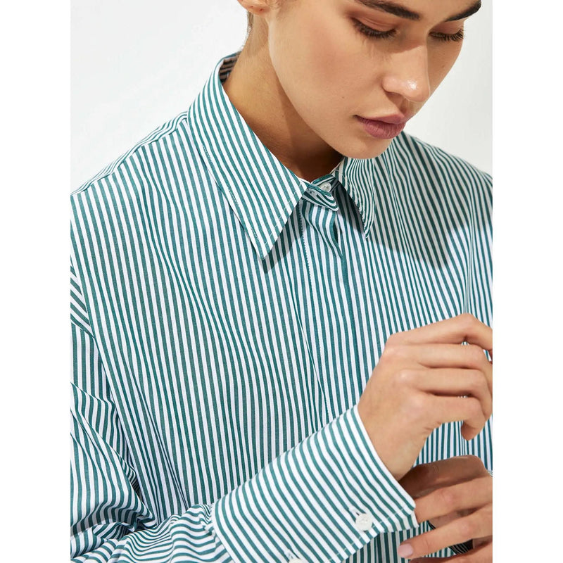 striped cotton blouse with lace-up detail, view 6 - MRSLM