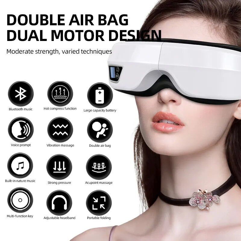 rechargeable eye massager with heat and music, view 5 - MRSLM