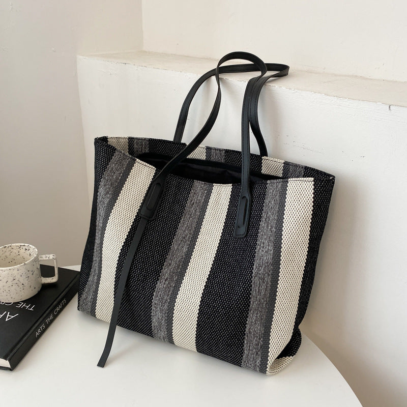 Striped Canvas Tote Bag