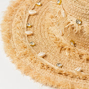 raffia sun hat with shell accents, view 7 - MRSLM