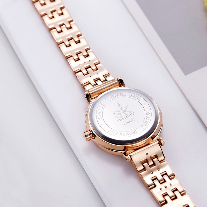 rose gold shell dial women's watch, view 4 - MRSLM