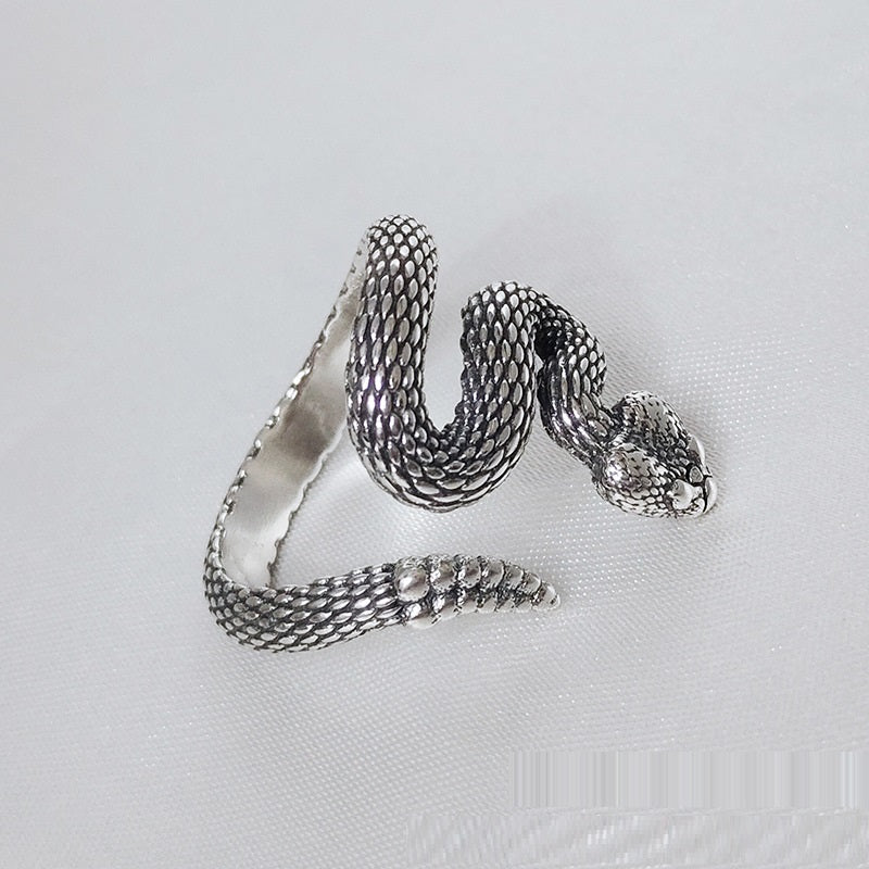 S925 silver vintage snake ring, view 4 - MRSLM