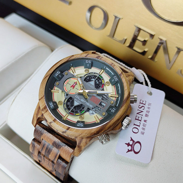 Men's Wood Watch Quartz Multifunctional Luminous