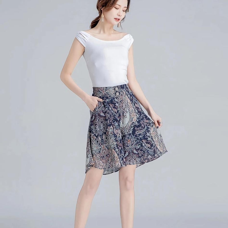 chiffon wide leg shorts skirt, view 14 - MRSLM