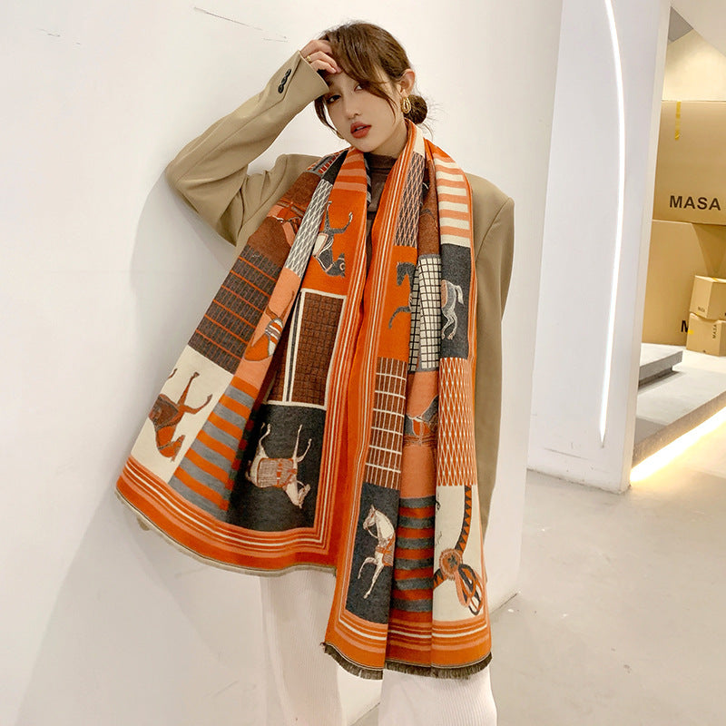 Women's tie-dye faux cashmere scarf, view 7 - MRSLM