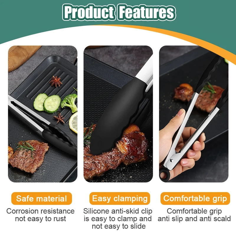 silicone BBQ grilling tongs, view 6 - MRSLM