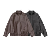 Loose lapel PU leather jacket, view 4 - MRSLM