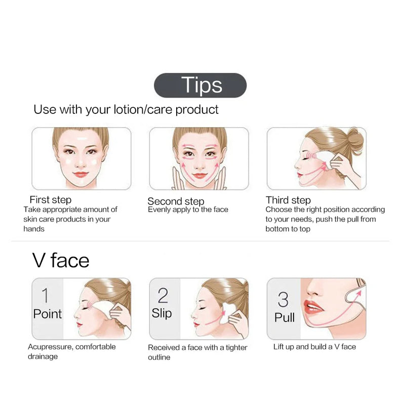 Rose quartz gua sha scraper, view 5 - MRSLM