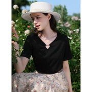 V-neck hollow-out T-shirt, view 7 - MRSLM
