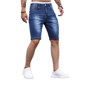 men's tight fit denim shorts, view 2 - MRSLM