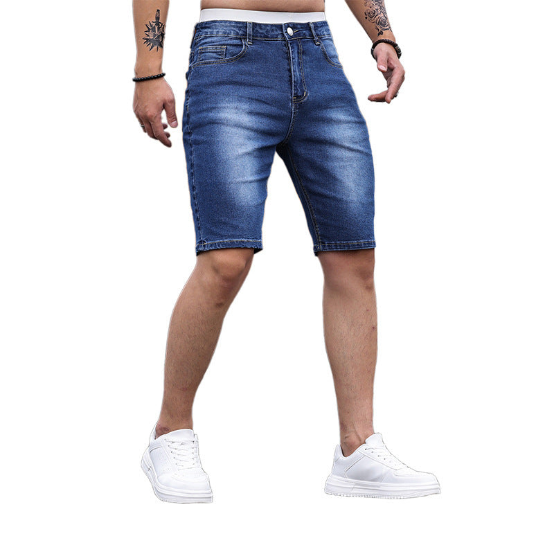 men's tight fit denim shorts, view 2 - MRSLM