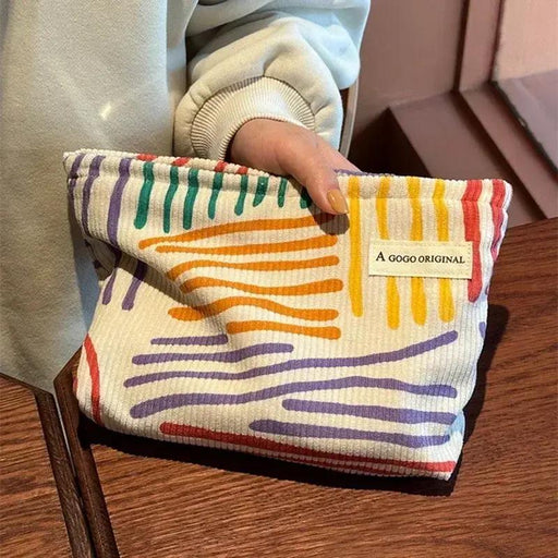 Corduroy striped makeup organizer bag - MRSLM