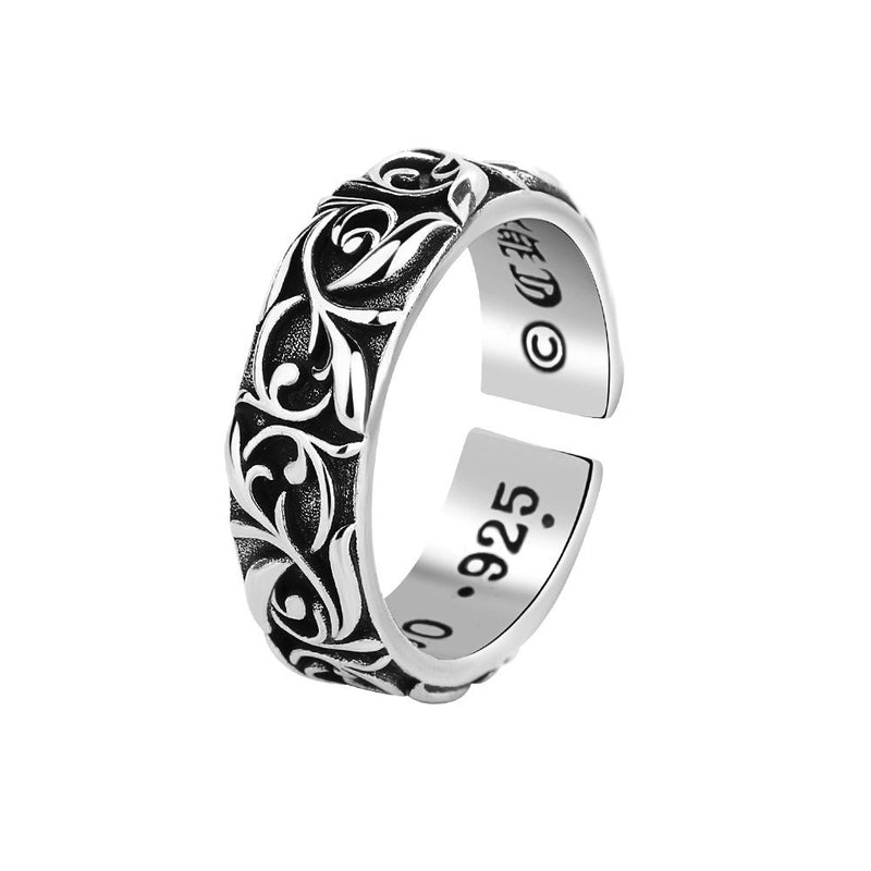 men's s925 silver vintage rattan ring, view 4 - MRSLM