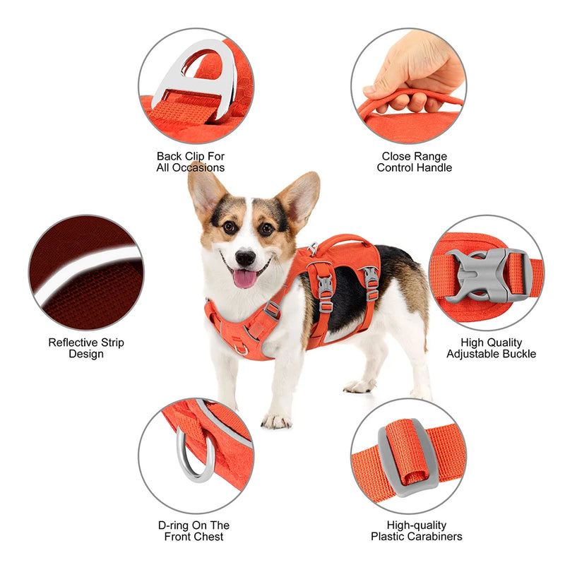 reflective nylon dog harness with handle, view 7 - MRSLM