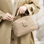 crocodile pattern leather shoulder bag, view 4 - MRSLM
