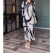 printed belt maxi dress, view 3 - MRSLM