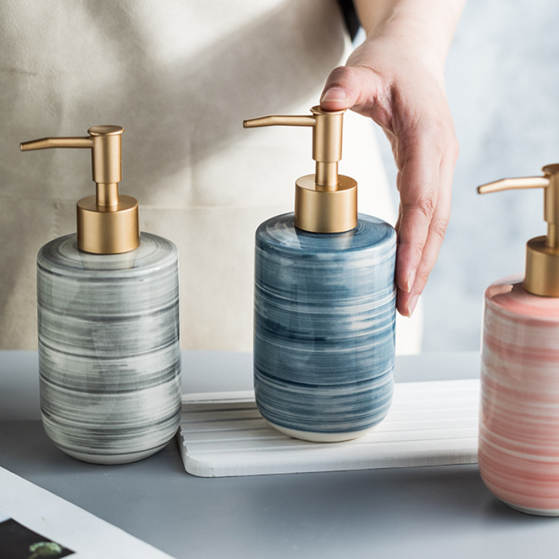 nordic-style ceramic soap dispenser set, view 6 - MRSLM