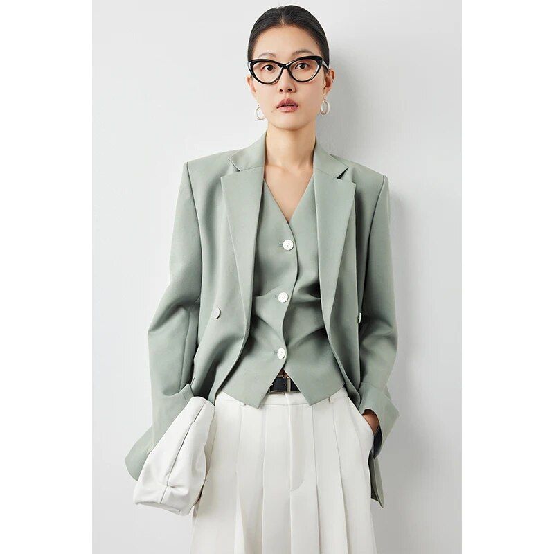 green double breasted blazer, view 2 - MRSLM