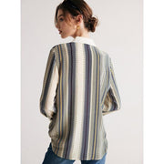 striped mulberry silk blouse, view 6 - MRSLM