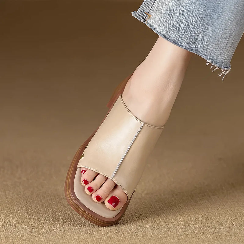 Peep toe leather sandals, view 12 - MRSLM