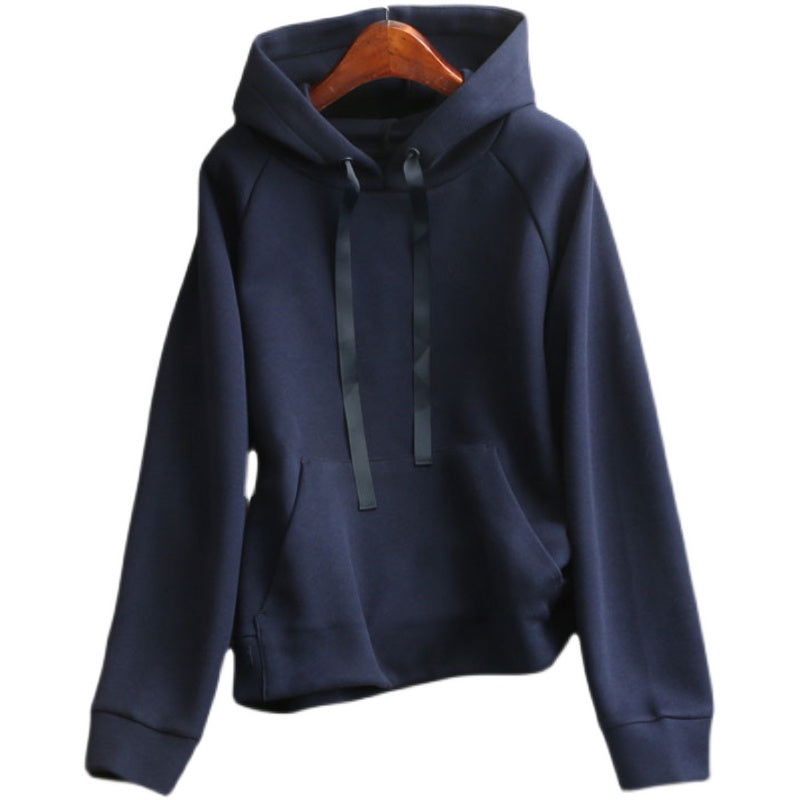 Women's Plain Hooded Drawstring Loose Sweater