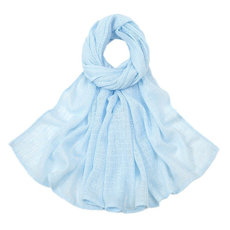 Plaid jacquard polyester scarf, view 3 - MRSLM