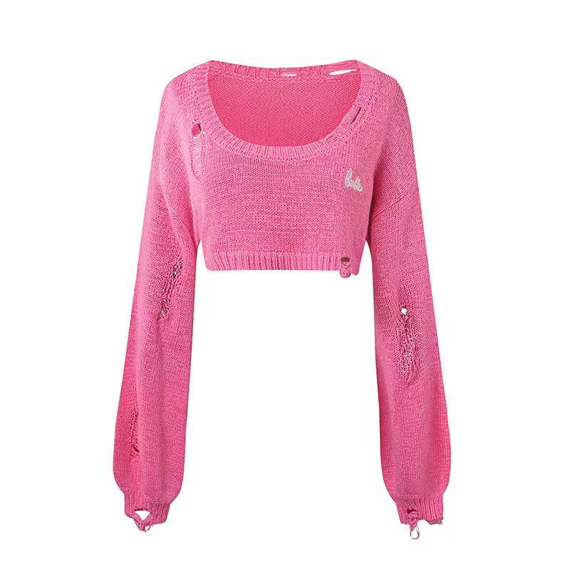 Sweet And Spicy Hollow Hole Short Sweater Girl
