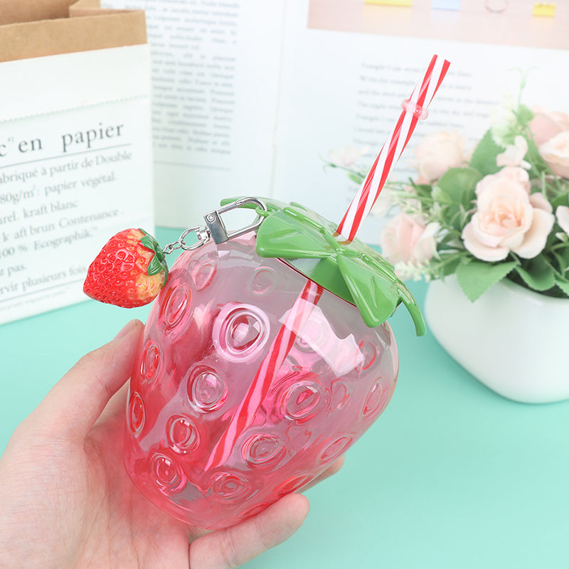 cartoon strawberry straw cup, view 5 - MRSLM