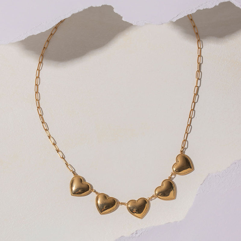 gold-plated heart pendant necklace, view 4 - MRSLM
