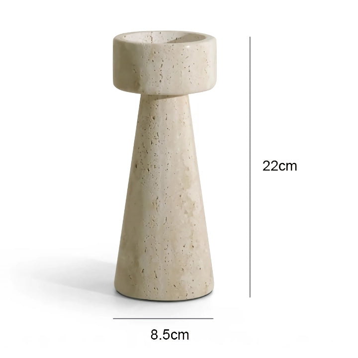 minimalist travertine marble candle holder, view 2 - MRSLM