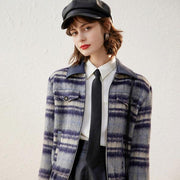 vintage plaid turn-down collar jacket - MRSLM