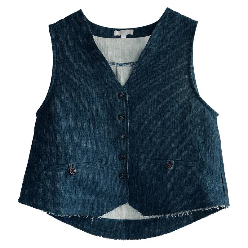 women's cotton linen vest, view 2 - MRSLM