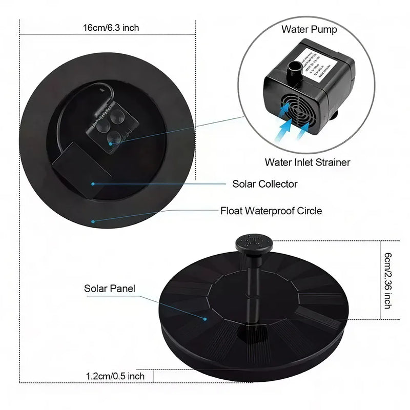 solar floating water fountain, view 4 - MRSLM