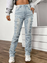 women's embroidered straight-leg jeans, view 3 - MRSLM