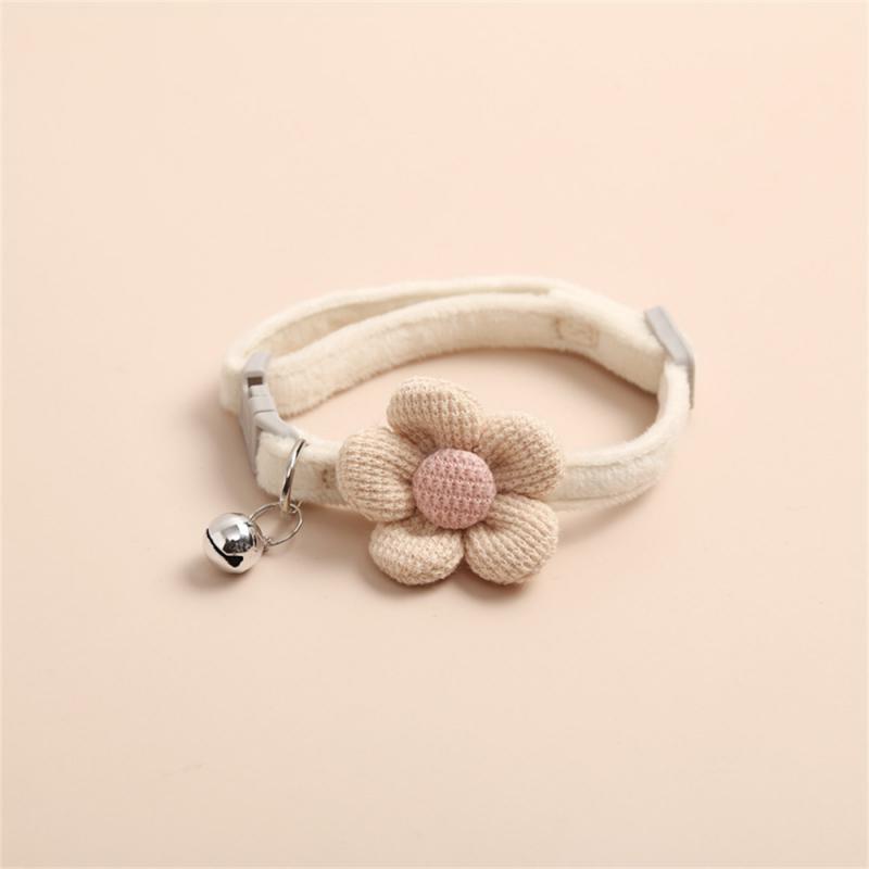 adjustable cat collar with flower and bell, view 5 - MRSLM