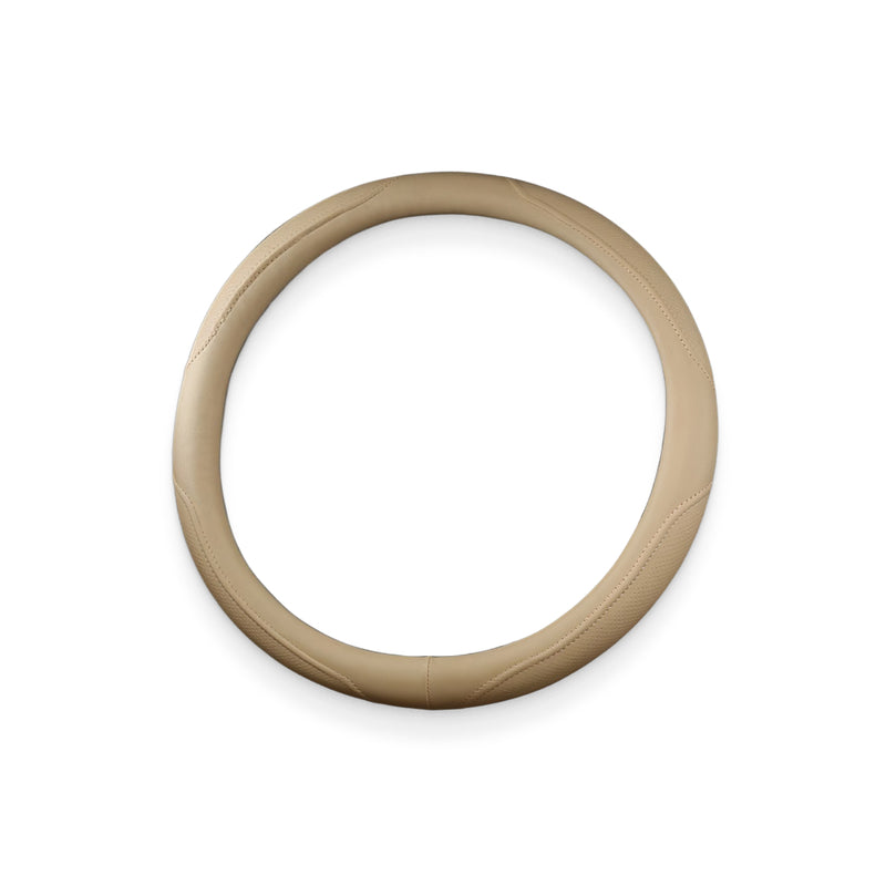 beige PU leather steering wheel wrap, view 2 - MRSLM