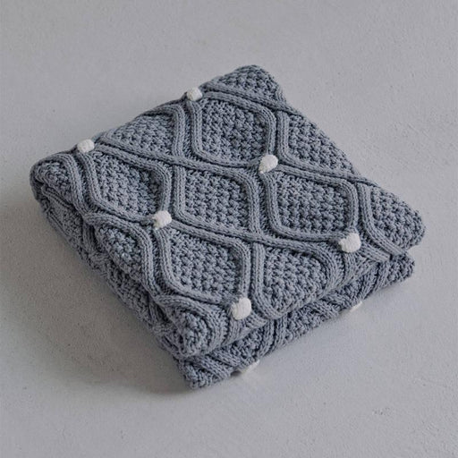 chunky knit blanket with pompons - MRSLM