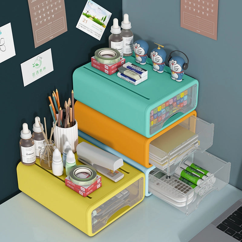 multi-layer drawer style pen holder and desk organizer, view 8 - MRSLM