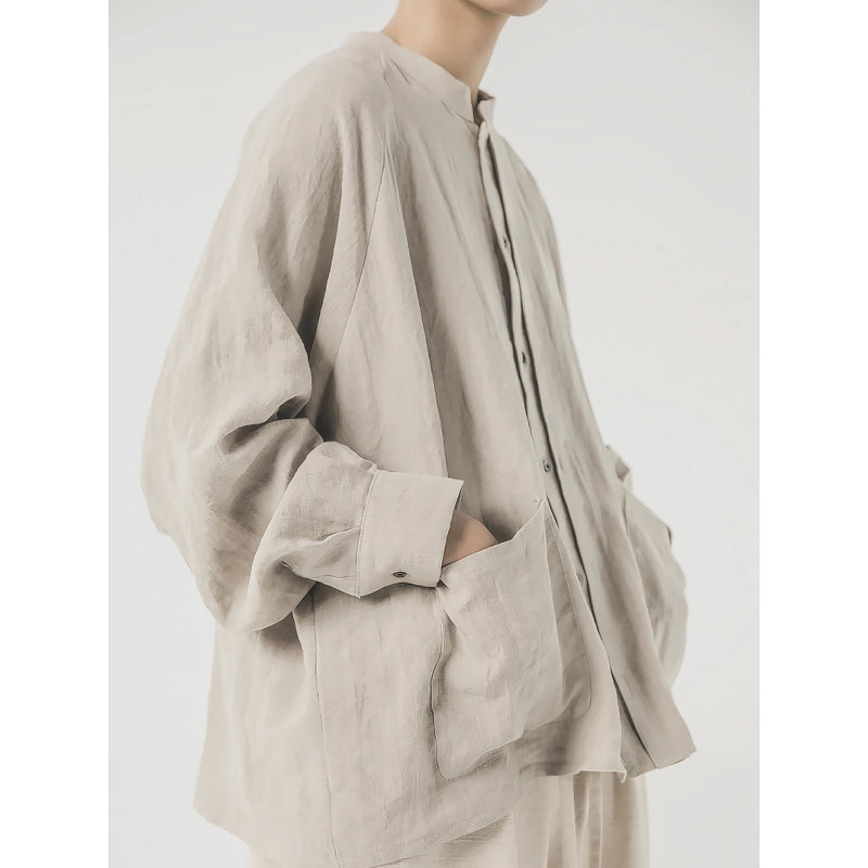 retro linen oversized shirt, view 7 - MRSLM