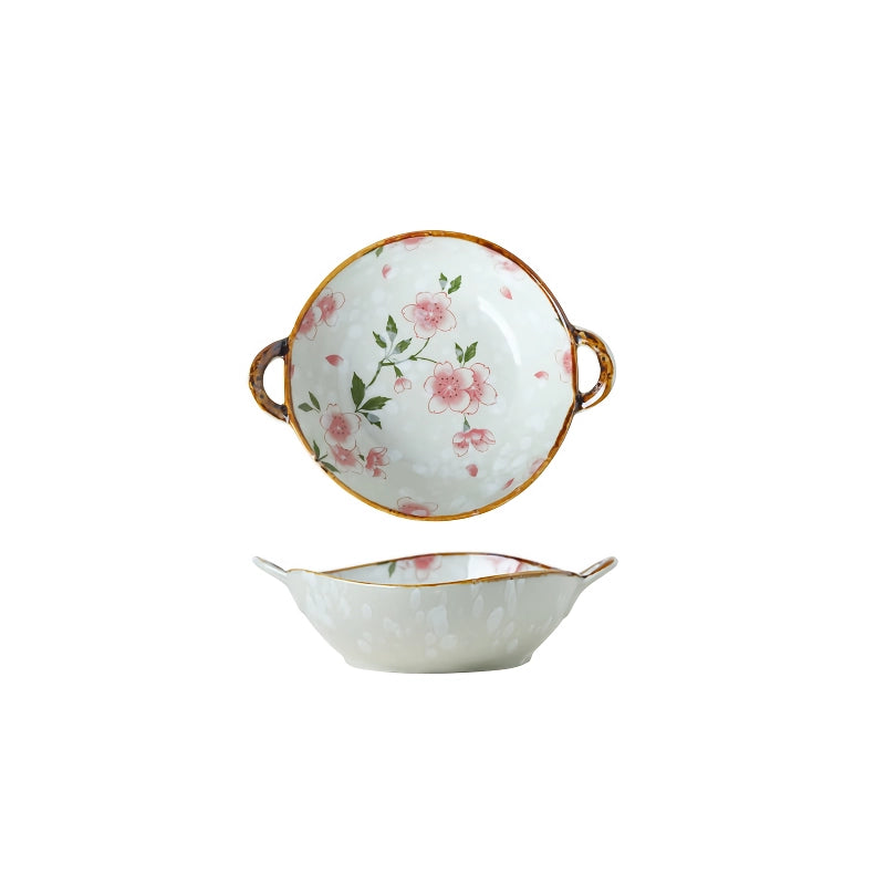 ceramic noodle soup bowl with handle, view 2 - MRSLM