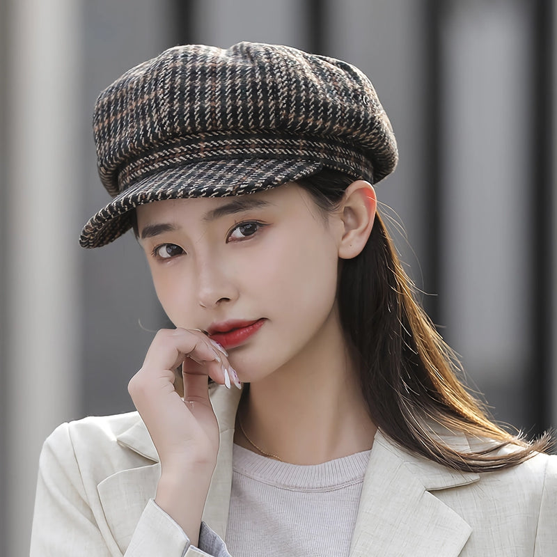 women's striped winter beret, view 3 - MRSLM