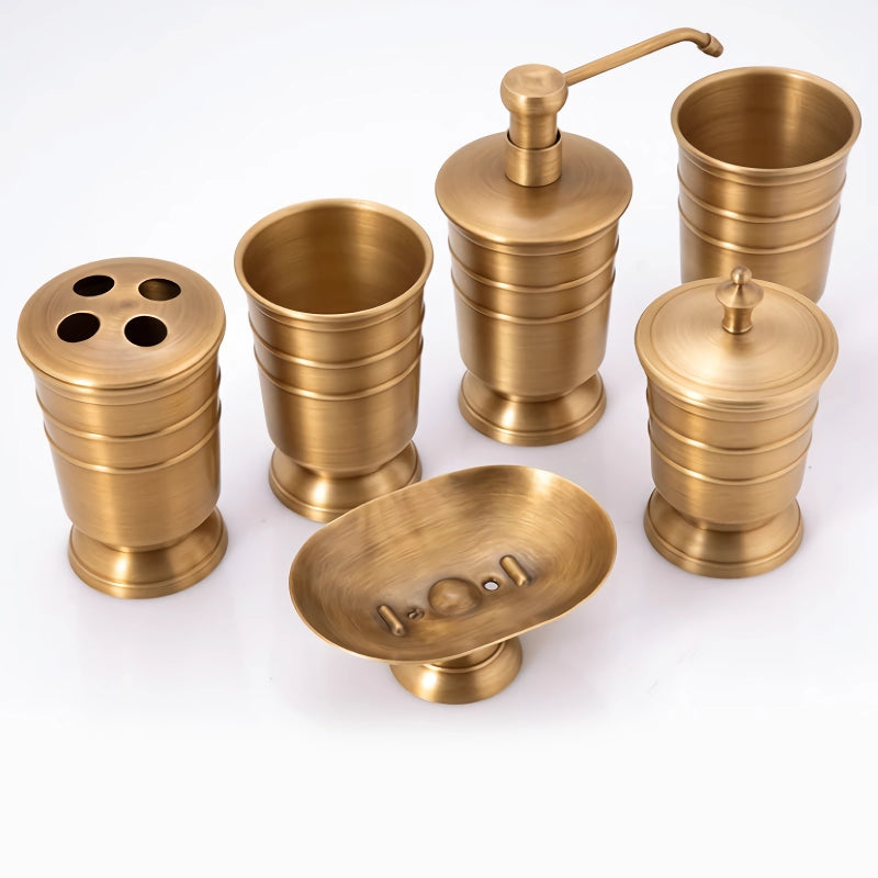 golden retro brushed brass bathroom set, view 10 - MRSLM